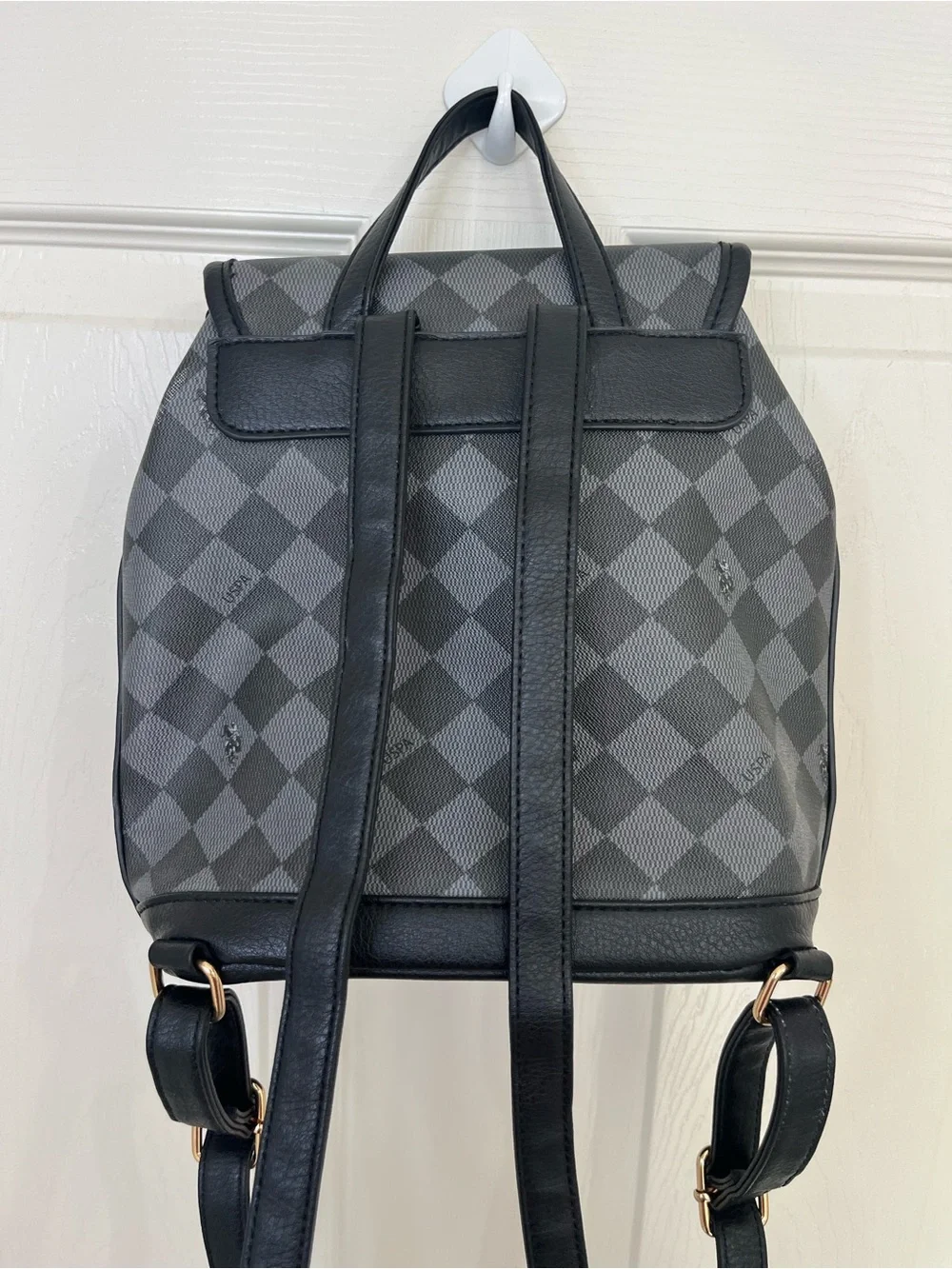 U.S. Polo Assn. Charcoal Checkered Mini Backpack